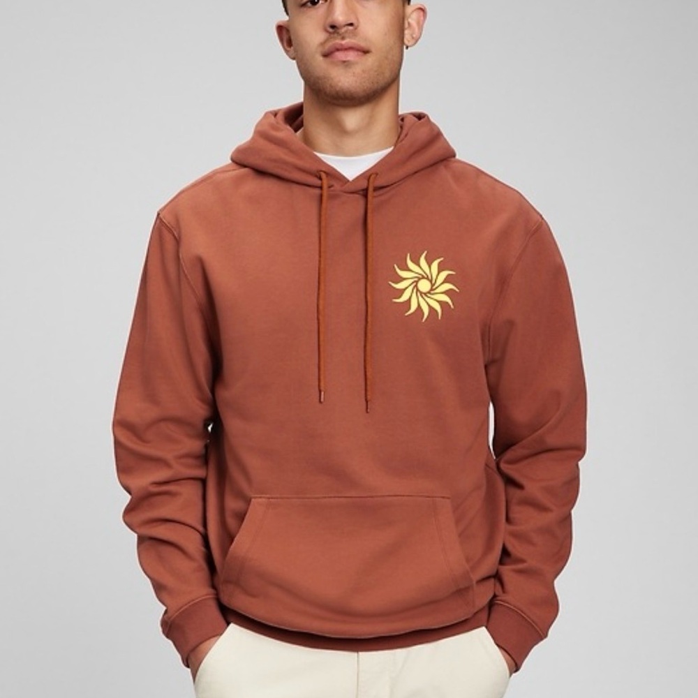 NWT Gap x  Bailey Elder Men's Rust Brown Hoodie with Sun Emblem